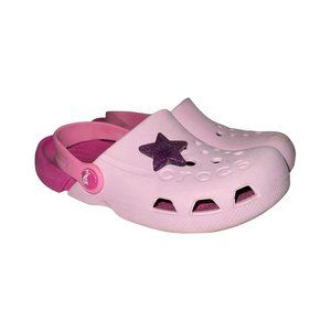 Crocs Pink Adjustable Strap Thick Sole Jibbitz Summer Clogs Sandals Girl's J1